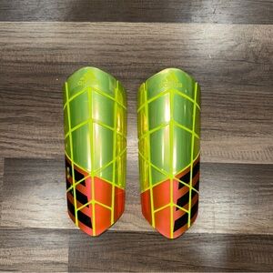 Adidas Bright Green and Red Shin Guards